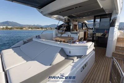 Luxurious 2019 Princess S60 yacht with spacious deck and elegant interior design.