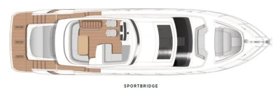Layout of the 2018 Princess S60 featuring a sportbridge design.