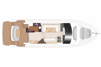 Top view layout of 2022 Princess F55 yacht, showcasing interior and deck design.