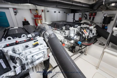 Engine room of 2025 Princess F50 yacht, showcasing advanced machinery and equipment.